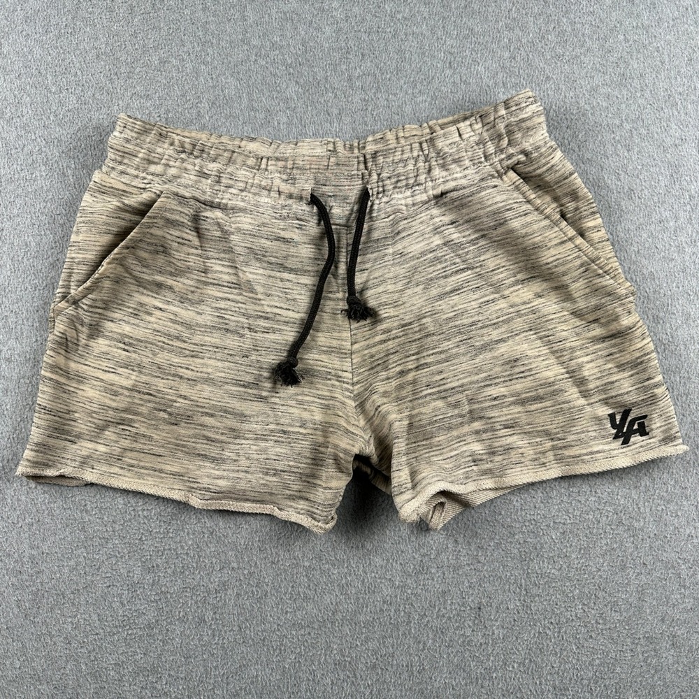 YoungLA Shorts Mens Medium Gray Space Dye Raw Hem Drawstring Athletic Gym